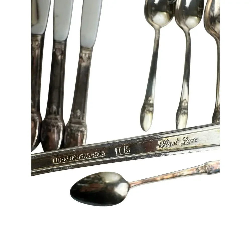 1847 Rogers Bros First Love Silverplate Flatware Set 55 Pieces Service + Serving